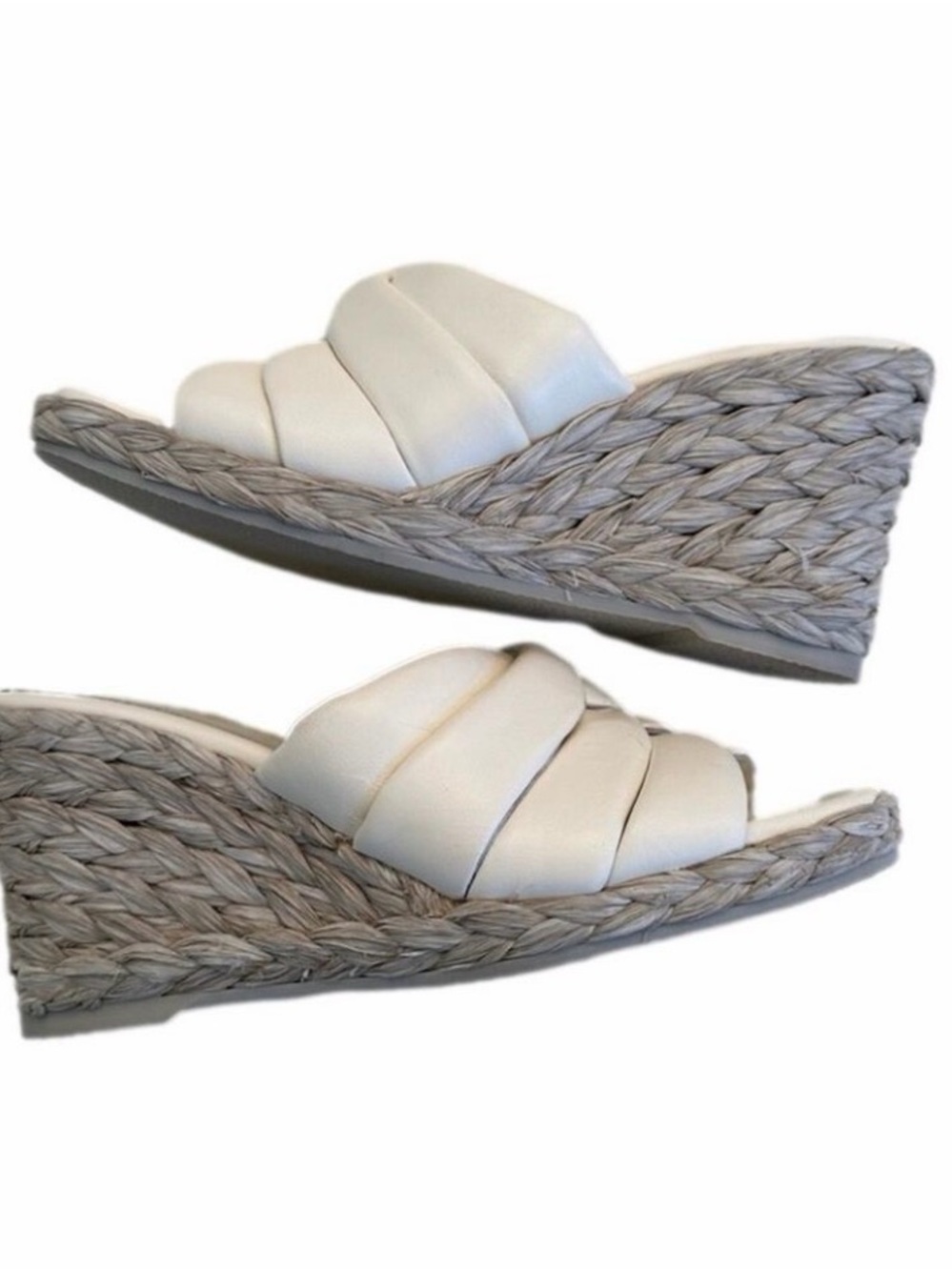 Vince Cream Braided Espadrille Wedge Sandals 7